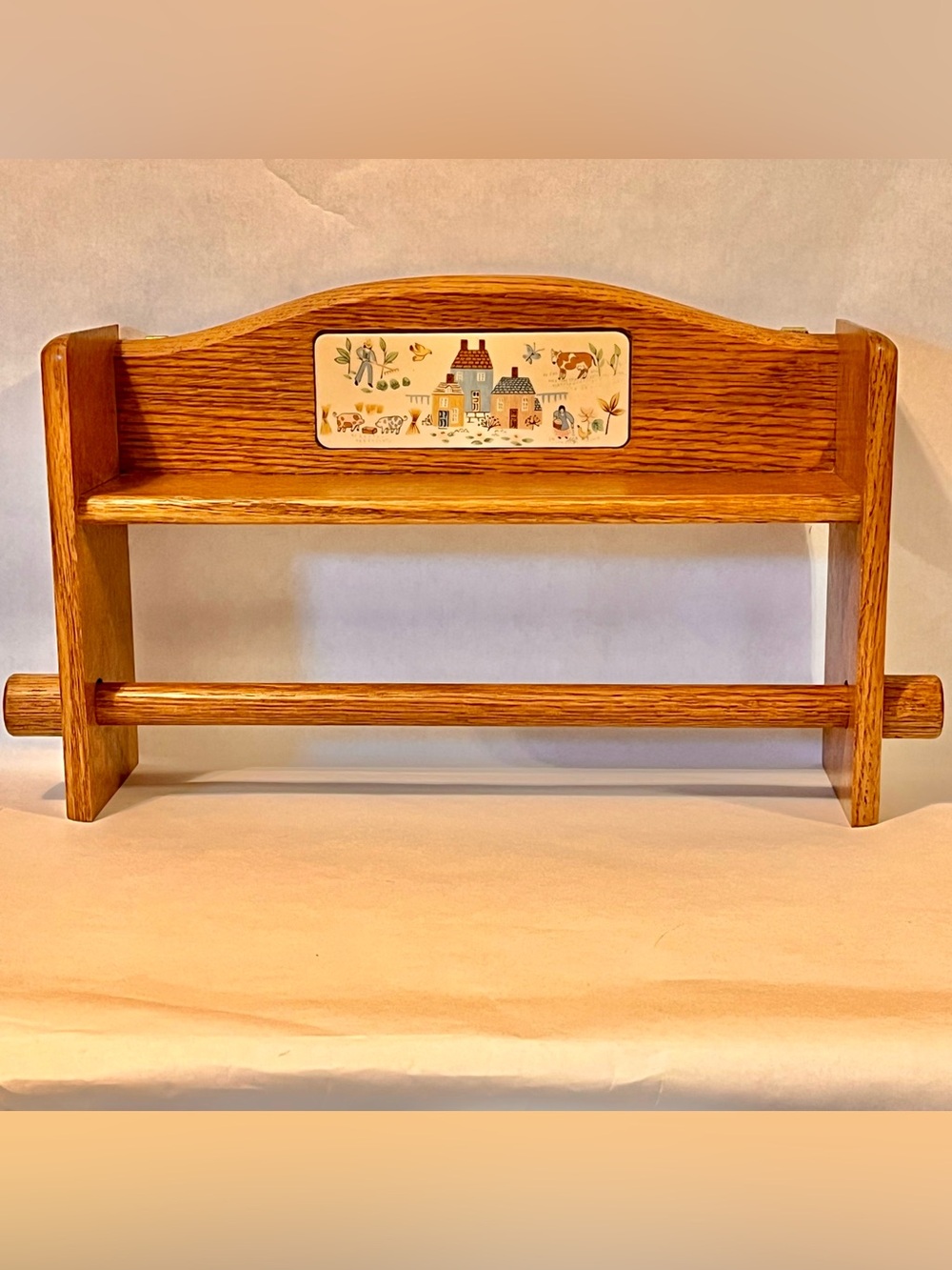 VTG Goodwood International China Heartland Oak Paper Towel Holder Wall Shelf